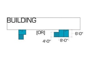 A drawing of the building section with measurements.