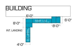 A diagram of the building 's dimensions.